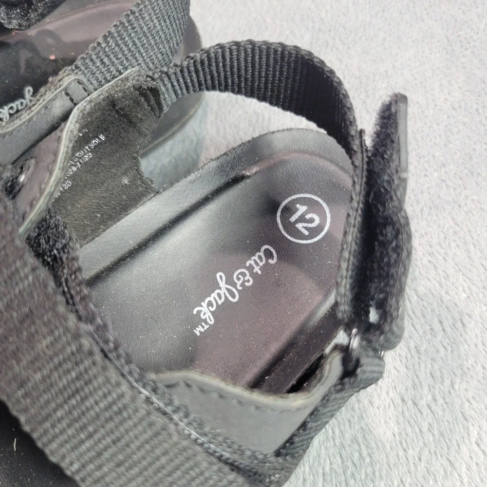 Cat &‎ Jack Kids Black Strappy Utility Sandals Hook Loop Size 12 Boys Girls